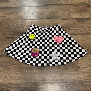 MIA Black and White Checkered Skirt with Patches